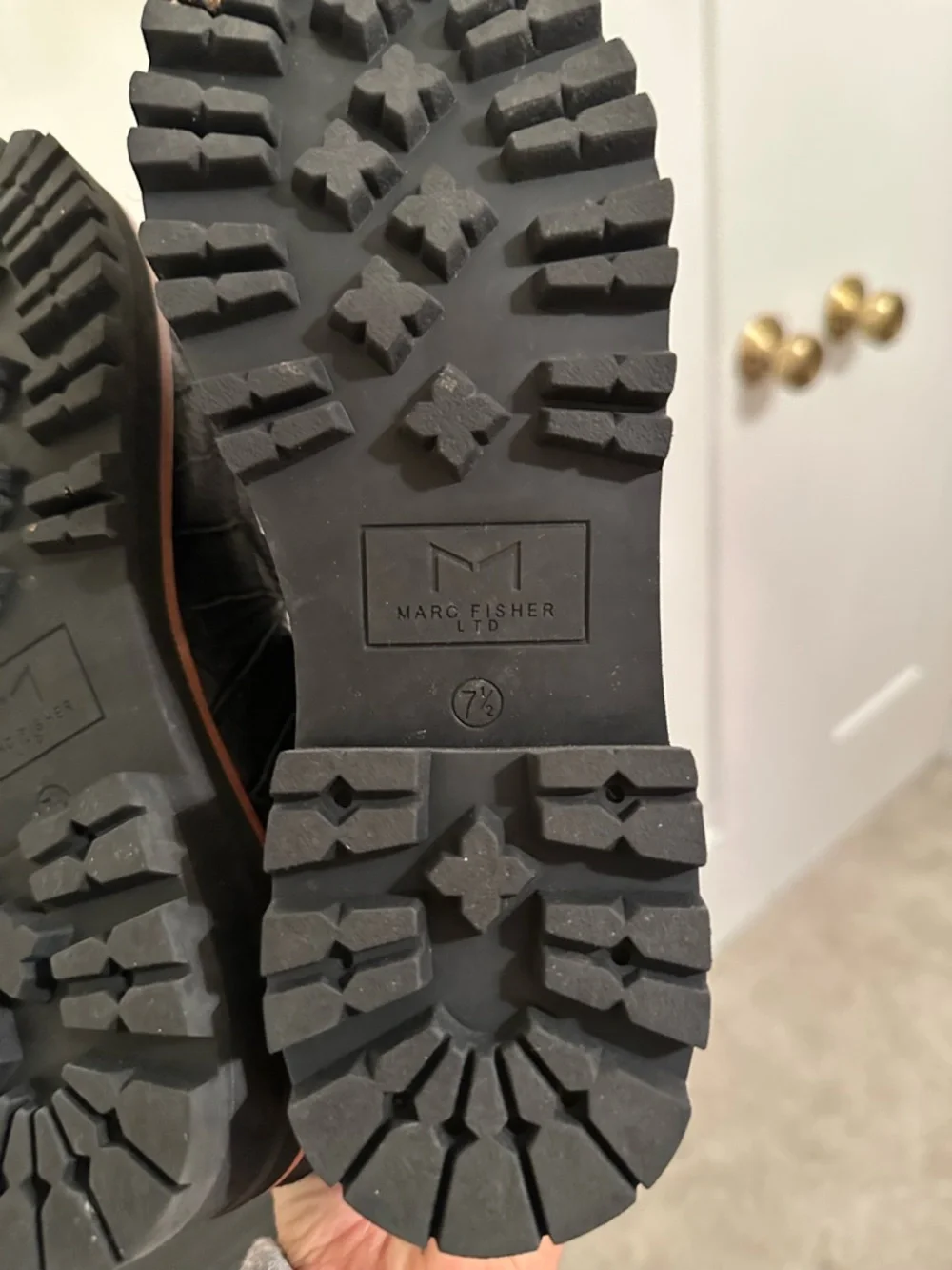 Marc Fisher Black Croc-Embossed Lace-Up Combat Boots like new - Picture 7 of 7